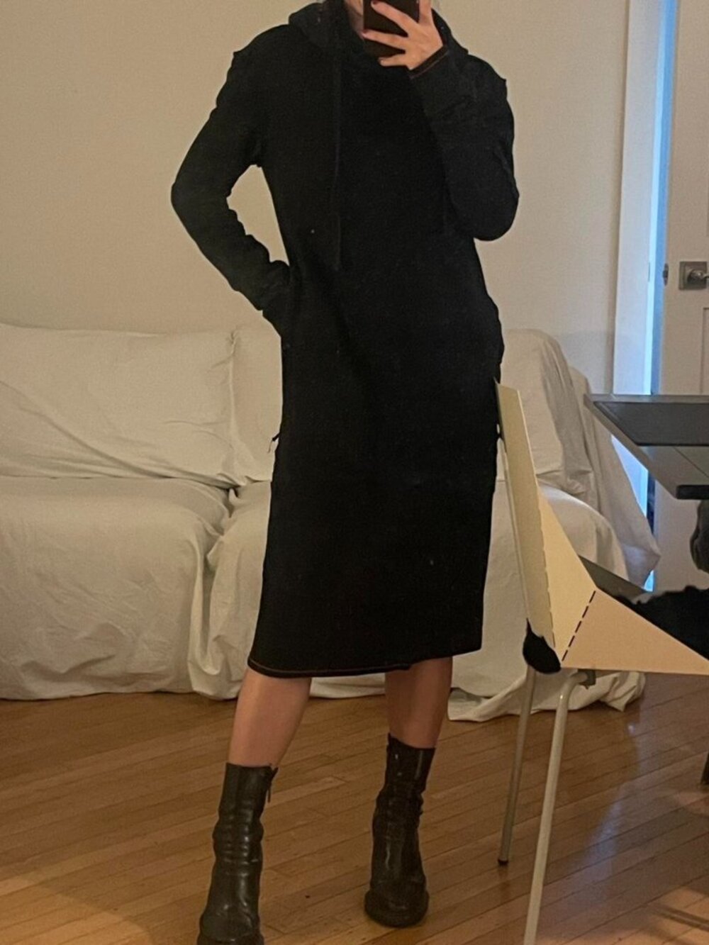 DAMIR DOMA SILENT black hoodie dress XS